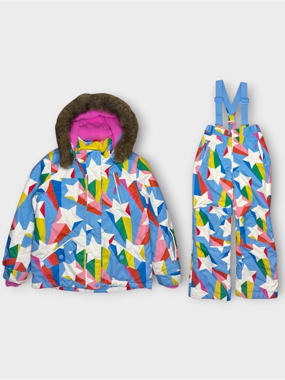 Mini Boden Colorful Shooting Star Pattern Snow Ski Jacket & Bib